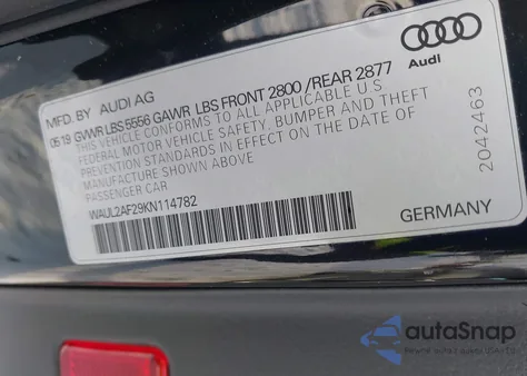 2019 Audi A6 55 Premium из США, поврежденный, VIN WAUL2AF29KN114782